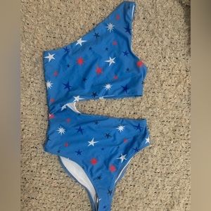 Beach Riot Women's Celine One Piece blue w stars beach cutout NWT size XS